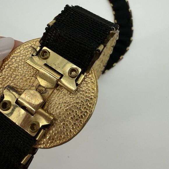Vintage Unbranded 90s Elastic Gold Tone Belt Costume Metal - Picture 5 of 11